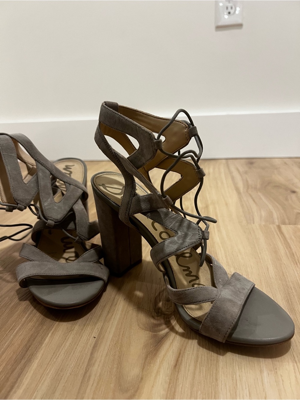 Sam Edelman Suede Lace-Up Block Heel Sandals